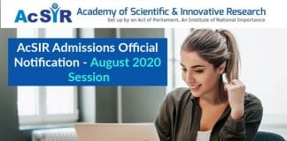 AcSIR Admissions 2020