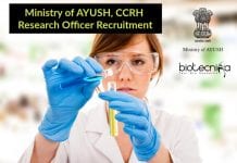 Ministry of AYUSH, CCRH Research Officer Recruitment CCRH Ministry of AYUSH