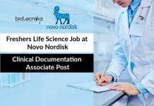 Freshers Life Science Job at Novo Nordisk – Clinical Documentation Associate Post Freshers Life Science Job