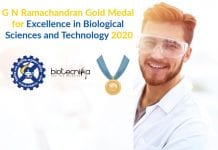G N Ramachandran Gold Medal for Excellence in Biological Sciences and Technology 2020 G N Ramachandran Gold