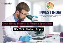 Govt Hiring Biotech & Pharma Specialists – BSc/MSc Biotech Apply Govt Hiring Biotech