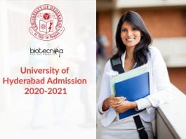 Hyderabad University Admissions 2020-21