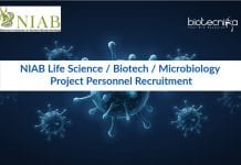 NIAB Life Science / Biotech / Microbiology Project Personnel Recruitment NIAB Vacancies Latest