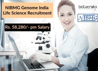 NIBMG Genome India Life Science Recruitment – Rs. 58,280/- pm Salary NIBMG Genome India