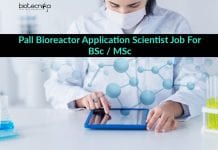 Pall Bioreactor Application Scientist Job For BSc / MSc – Apply Online Pall Bioreactor Application Scientist