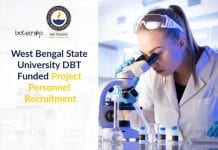 West Bengal State University DBT Funded Project Personnel Recruitment WBSU Project Personnel Recruitment