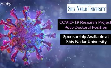 COVID-19 Research Project Post-Doctoral Position – Sponsorship Available at Shiv Nadar University COVID-19 Research Project