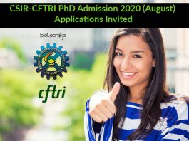 CSIR-CFTRI PhD Admission 2020