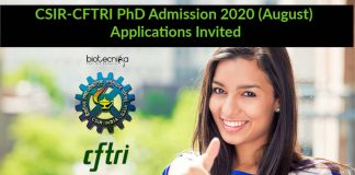CSIR-CFTRI PhD Admission 2020