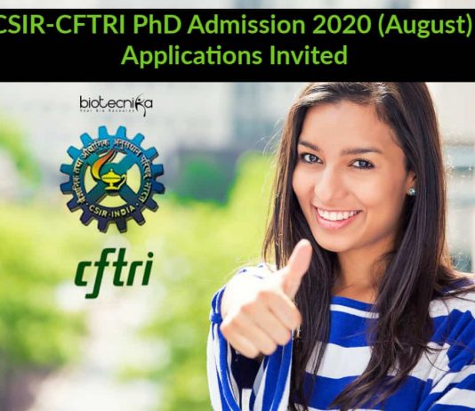 CSIR-CFTRI PhD Admission 2020