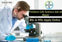 Freshers Life Science Job at Bayer – BSc & MSc Apply Online Freshers Bayer Life Science