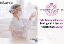 Tata Medical Center Biological Sciences Recruitment 2020 Govt TTCRC Biological Science