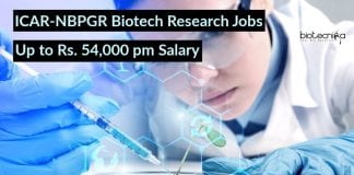 ICAR-NBPGR Biotech Research Jobs