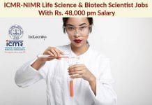 ICMR-NIMR Life Science & Biotech Scientist Jobs With Rs. 48,000 pm Salary ICMR-NIMR Life Science Scientist