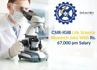 CSIR-IGIB Life Science Research Jobs With Rs. 67,000 pm Salary IGIB Research Jobs Latest