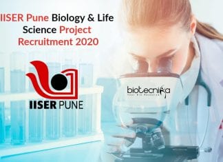 IISER Pune Biology & Life Science Project Recruitment 2020 IISER Pune Biology Job