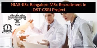 NIAS-IISc Bangalore MSc