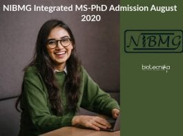 NIBMG Integrated MS-PhD Admission