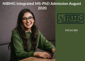 NIBMG Integrated MS-PhD Admission