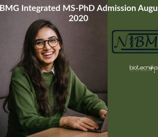 NIBMG Integrated MS-PhD Admission