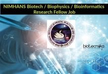 NIMHANS Biotech / Biophysics / Bioinformatics Research Fellow Job NIMHANS Job Latest