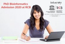 PhD Bioinformatics Admission 2020 at RCB – Regional Centre for Biotechnology PhD Bioinformatics Admission 2020