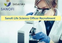 Sanofi Life Science Officer Recruitment – Apply Online Sanofi Life Science Officer