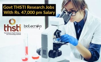 Govt THSTI Research Jobs With Rs. 47,000 pm Salary THSTI Research Vacancies