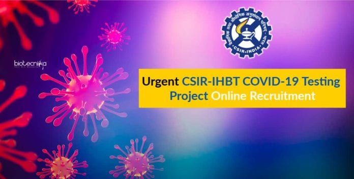 Urgent CSIR-IHBT COVID-19 Testing