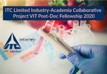 ITC Limited Industry-Academia Collaborative Project VIT Post-Doc Fellowship 2020 VIT Post-Doc Fellowship 2020