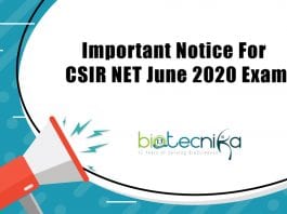 Important Notice For CSIR NET June 2020 Exam CSIR NET 2020