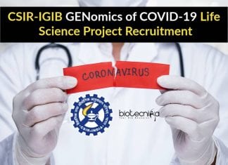 CSIR-IGIB GENomics of COVID-19 Life Science Project Recruitment CSIR-IGIB Life Science Recruitment