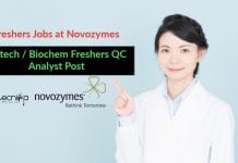 Freshers Jobs at Novozymes – Biotech / Biochem Freshers QC Analyst Post Freshers Jobs at Novozymes