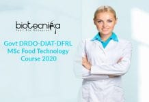 Govt DRDO-DIAT-DFRL MSc Food Technology Course 2020 Govt DRDO-DIAT-DFRL MSc Food