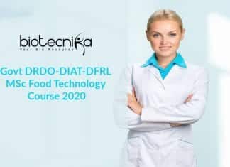 Govt DRDO-DIAT-DFRL MSc Food