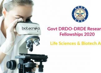 Govt DRDO-DRDE Research Fellowships