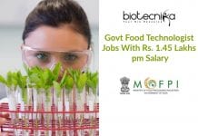 Govt Food Technologist Jobs With Rs. 1.45 Lakhs pm Salary Govt Food Technologist Jobs