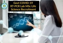 Govt COVID-19 RT-PCR Lab MSc Life Science Recruitment Govt Health