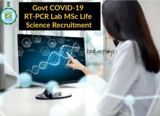 Govt COVID-19 RT-PCR Lab MSc Life Science Recruitment Govt Health