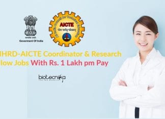 Govt MHRD-AICTE Coordinator & Research Fellow Jobs With Rs. 1 Lakh pm Pay Govt Jobs Latest