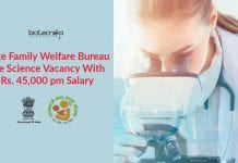 Pradhan Mantri -SFWB Life Science Recruitment – Rs. 45,000 pm Salary Govt Life Science Post