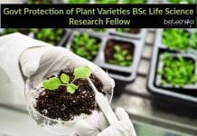 Govt Protection of Plant Varieties BSc Life Science Research Fellow Govt Protection of Plant