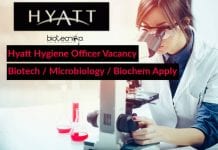 Hyatt Hygiene Officer Vacancy – Biotech / Microbiology / Biochem Apply Hyatt Hygiene Officer Vacancy