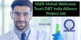 IISER Mohali Biotech Jobs