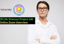 JIPMER Life Sciences Project Job – Online Zoom Interview JIPMER Life Sciences Project Job