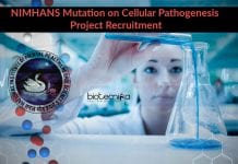 NIMHANS Mutation on Cellular Pathogenesis Project Recruitment NIMHANS Biochemistry Project Job