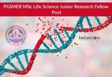 PGIMER MSc Life Science Junior Research Fellow Post PGIMER MSc Life Science