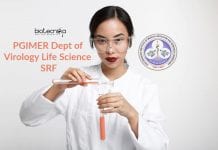 PGIMER Dept of Virology Life Science SRF Vacancy Available PGIMER Dept of Virology Life Science SRF Vacancy Available