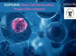 SGPGIMS Stem Cell Generation Project Recruitment – Associate Vacancy SGPGIMS Vacancy