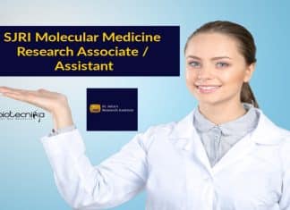 SJRI Molecular Medicine Research Associate/Assistant Job Opening